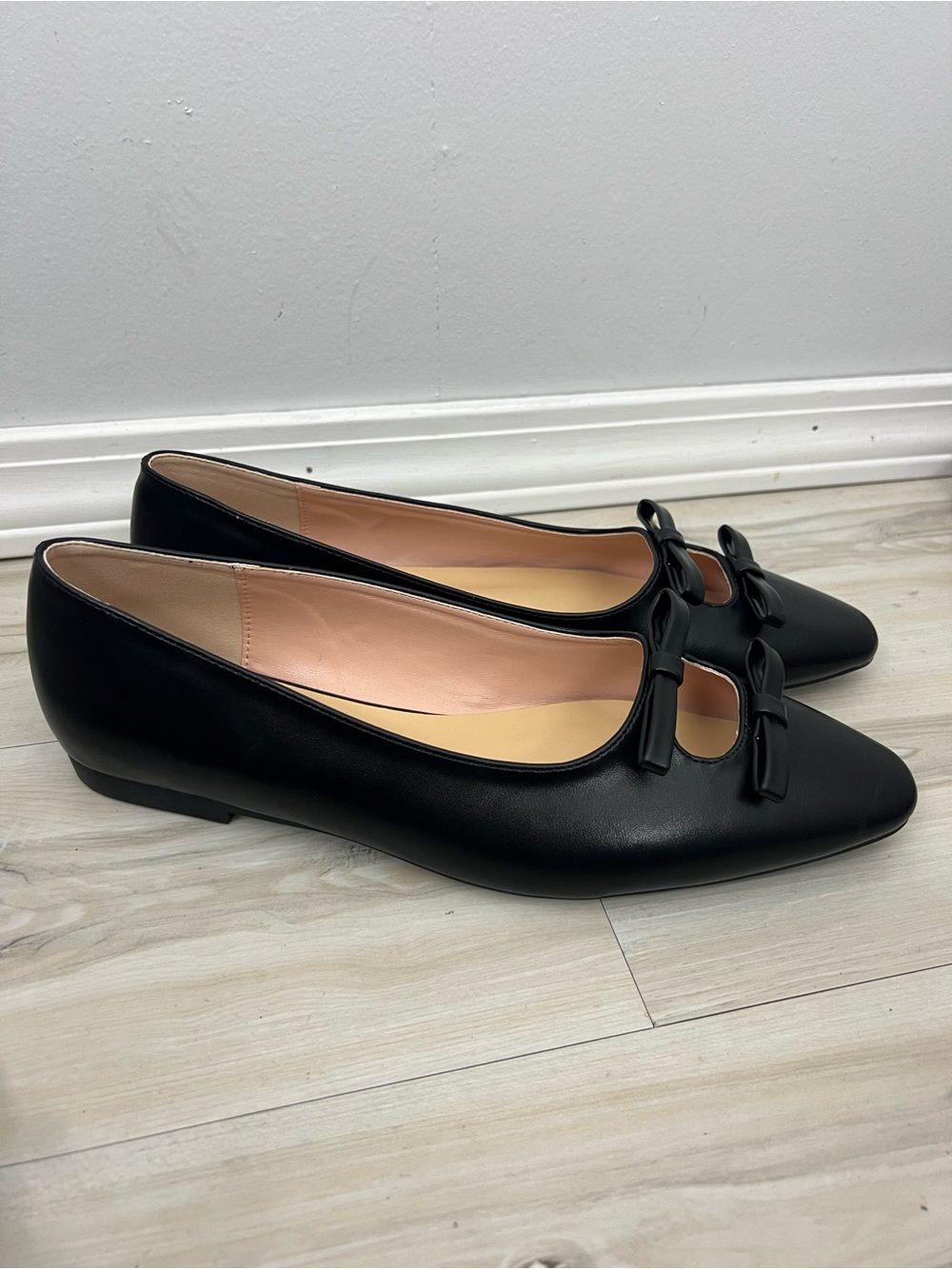 C. Paravano Black Bow Slip On Flats